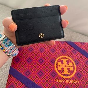 Tory Burch Black Leather Card Wallet
